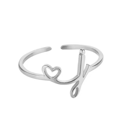 Adjustable Initial Ring "Pretty"