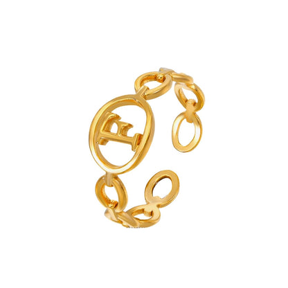 Adjustable Initial Ring "Linked Circle"