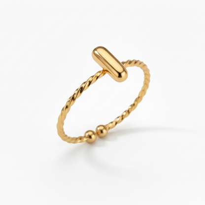 Adjustable Initial Ring "Minimalist"