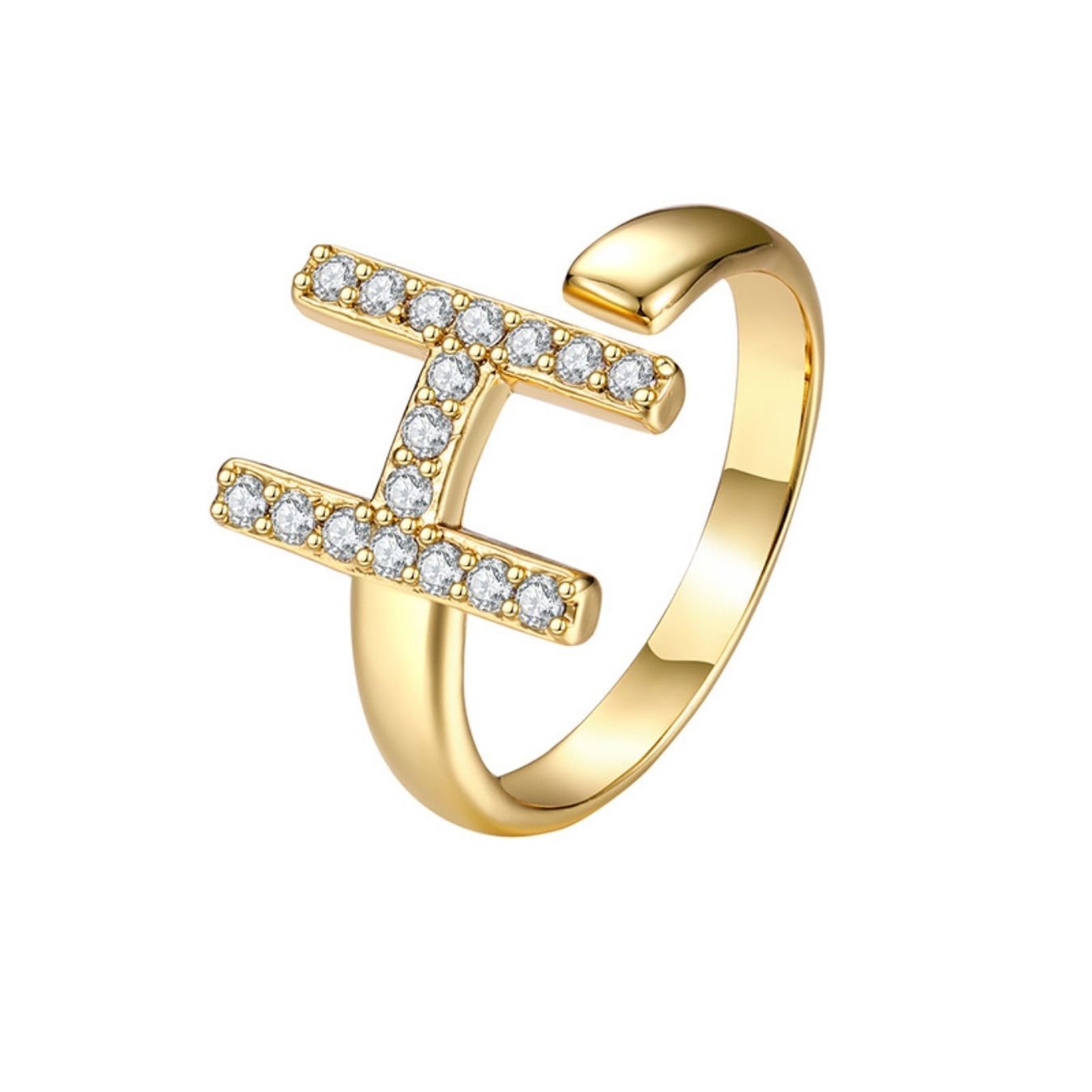 Adjustable Initial Ring "Twinkle"
