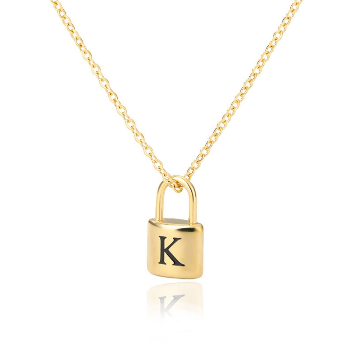 Initial Necklace "Gold Lock"