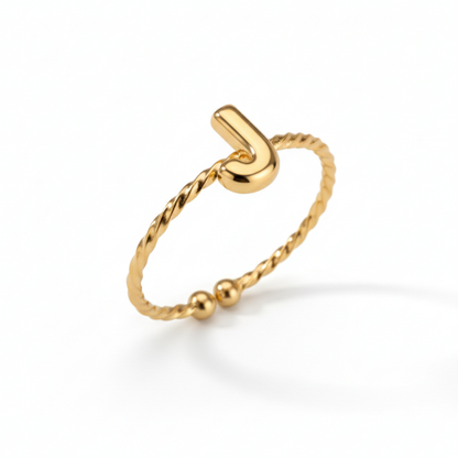 Adjustable Initial Ring "Minimalist"