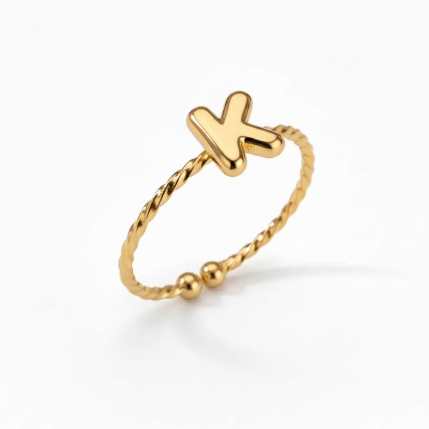 Adjustable Initial Ring "Minimalist"