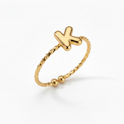Adjustable Initial Ring "Minimalist"