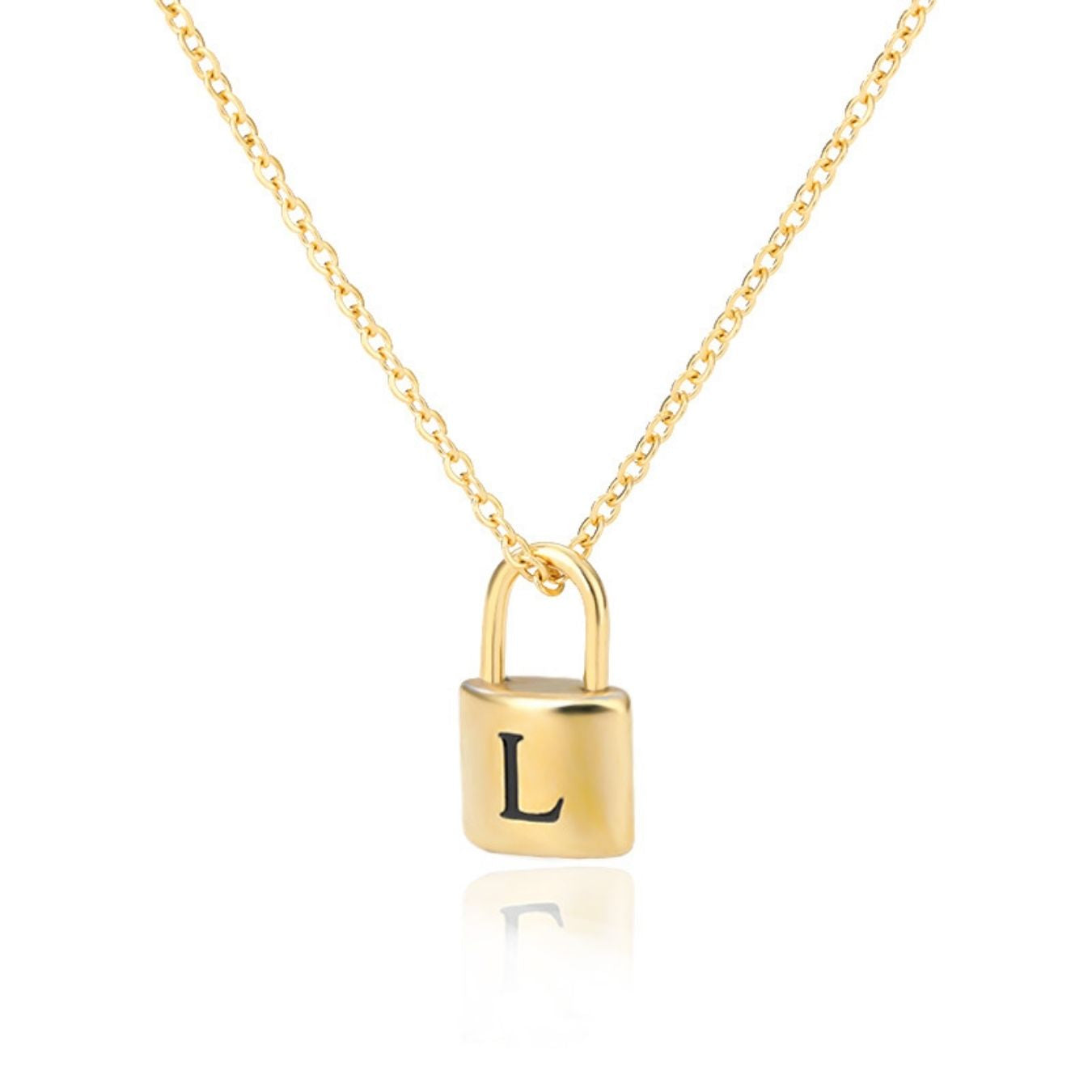 Initial Necklace "Gold Lock"