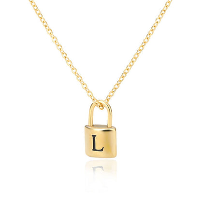Initial Necklace "Gold Lock"