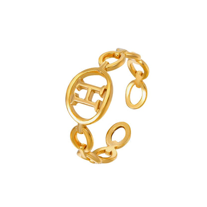 Adjustable Initial Ring "Linked Circle"