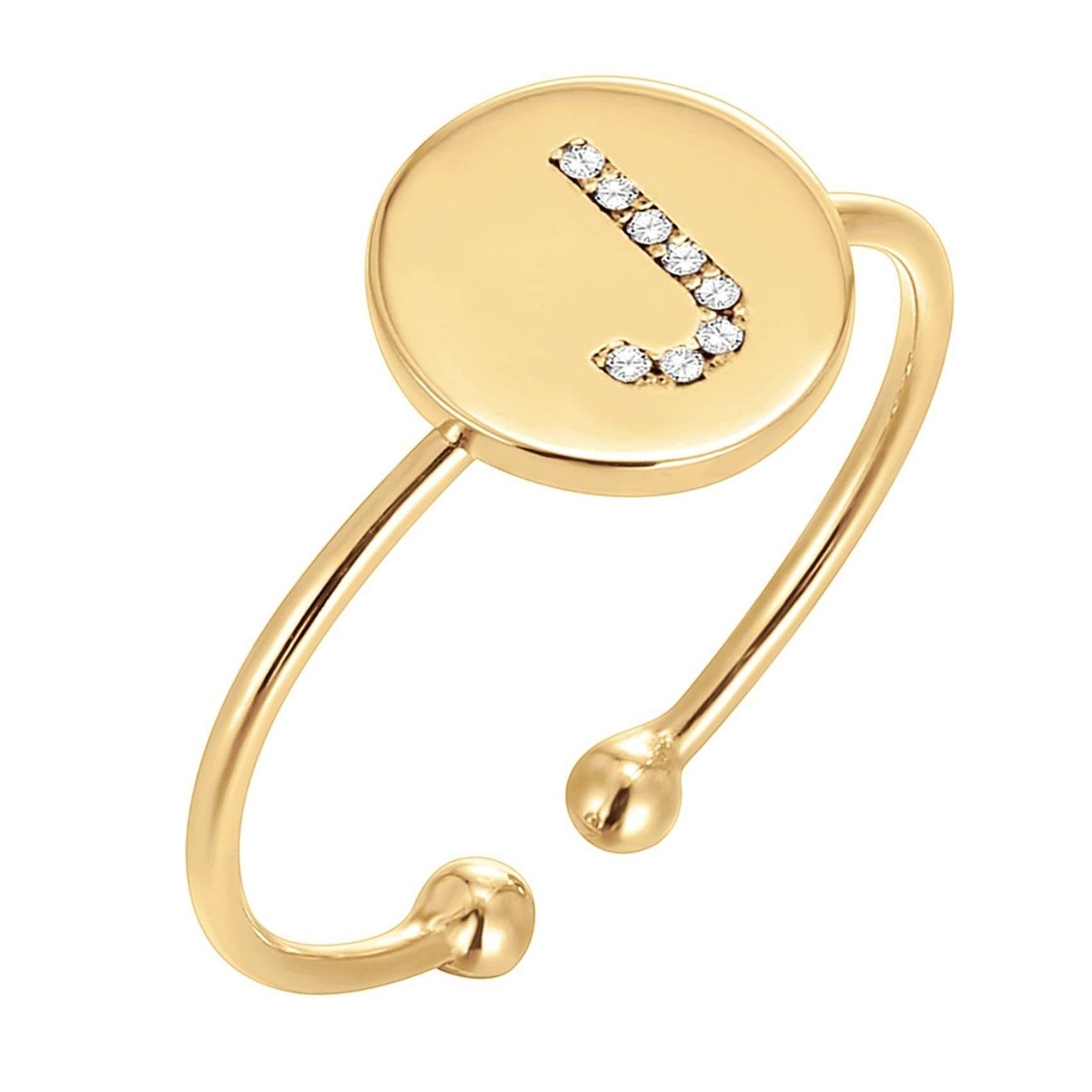 Adjustable Initial Ring "Gold Shine"