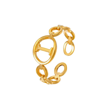 Adjustable Initial Ring "Linked Circle"