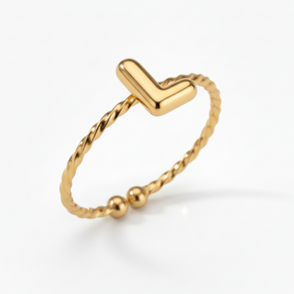 Adjustable Initial Ring "Minimalist"