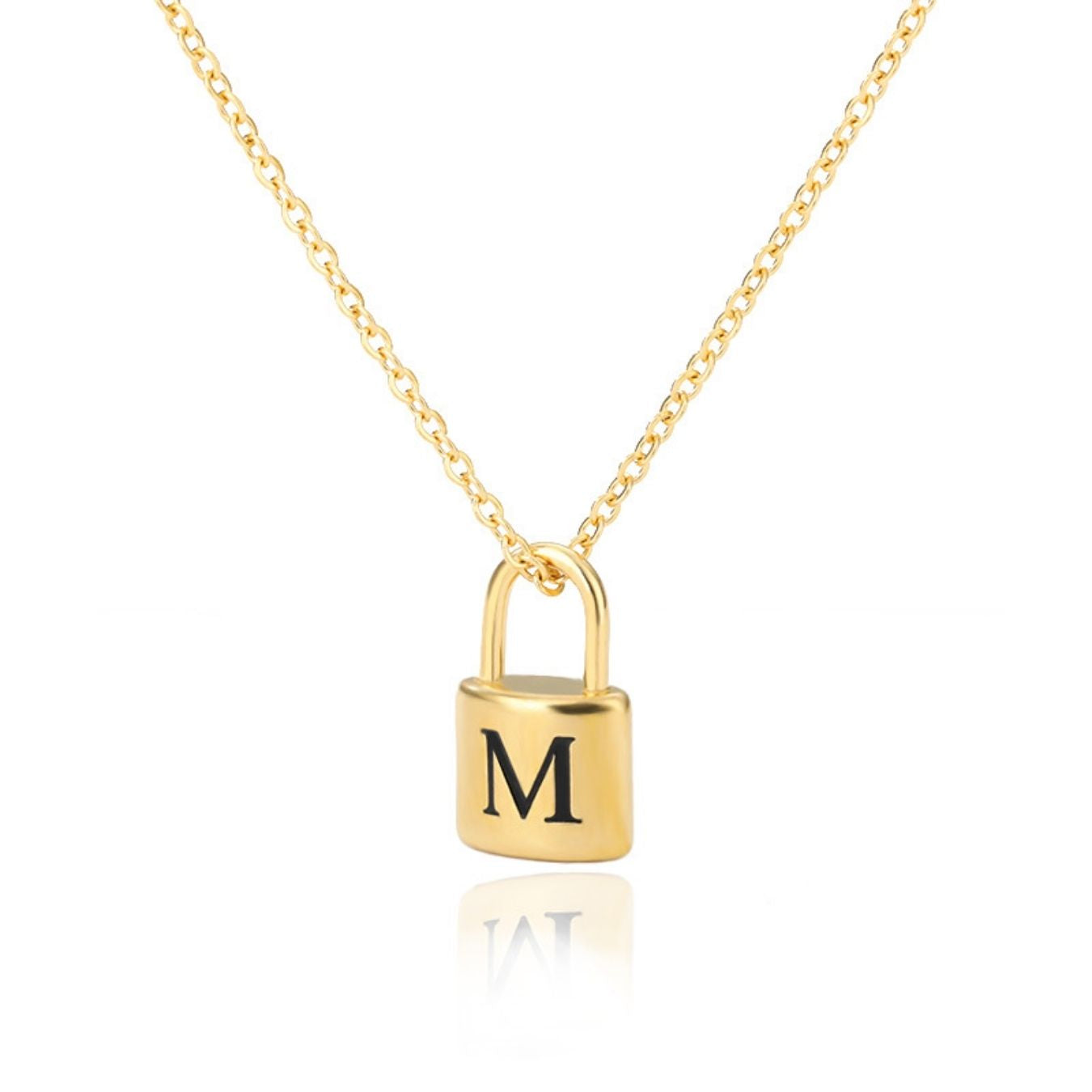 Initial Necklace "Gold Lock"