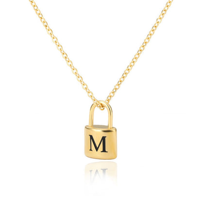 Initial Necklace "Gold Lock"