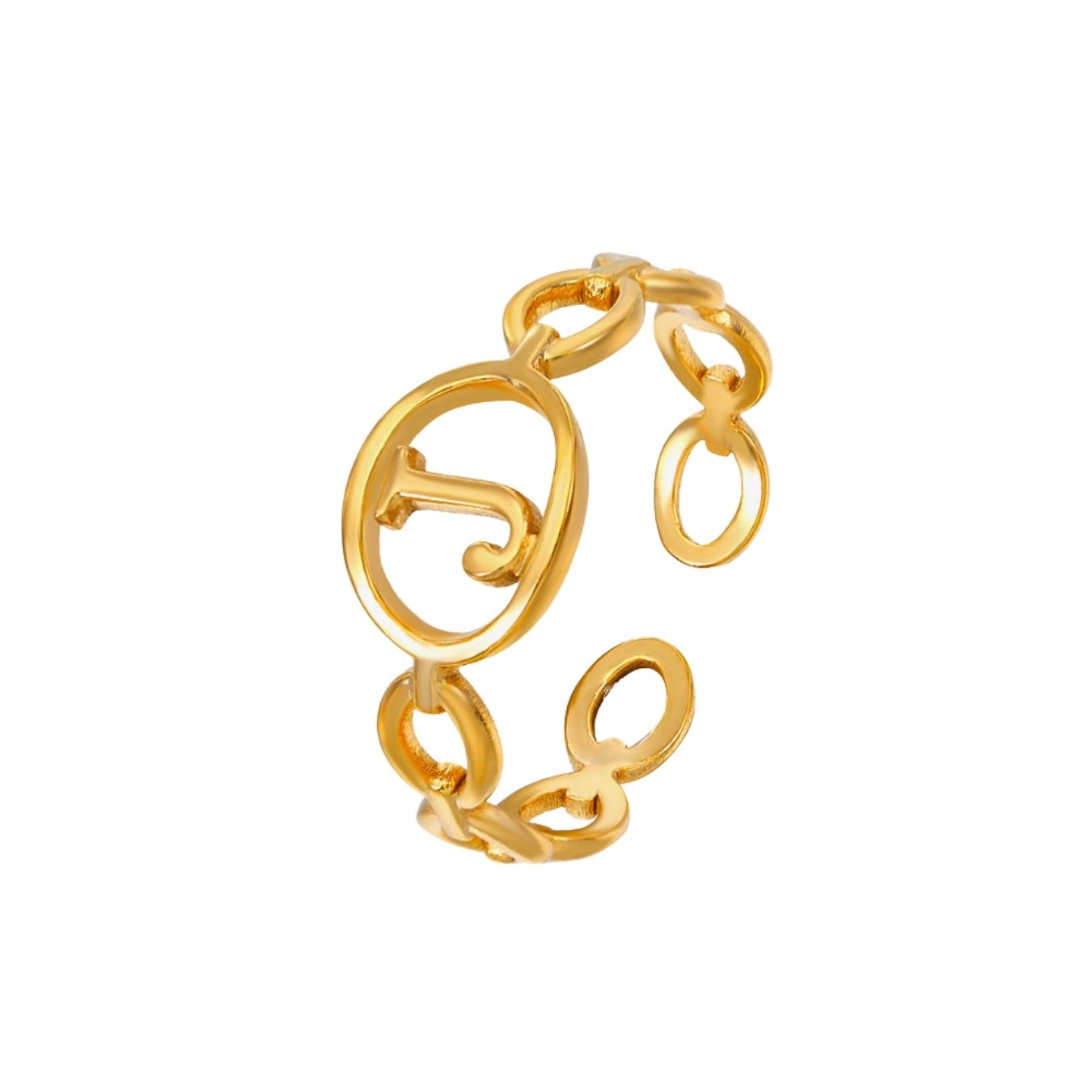 Adjustable Initial Ring "Linked Circle"