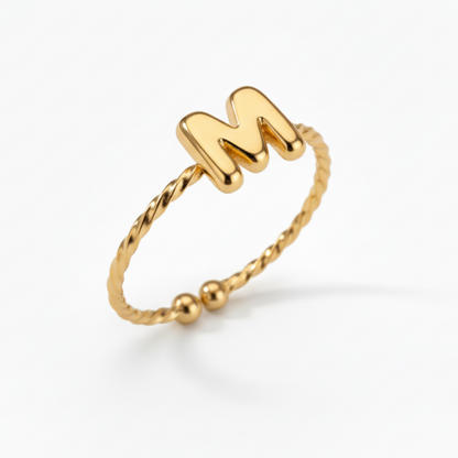 Adjustable Initial Ring "Minimalist"