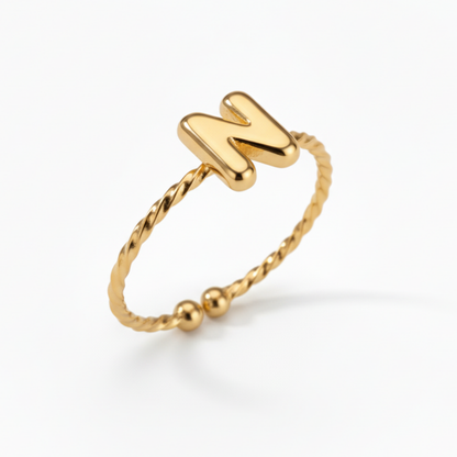 Adjustable Initial Ring "Minimalist"