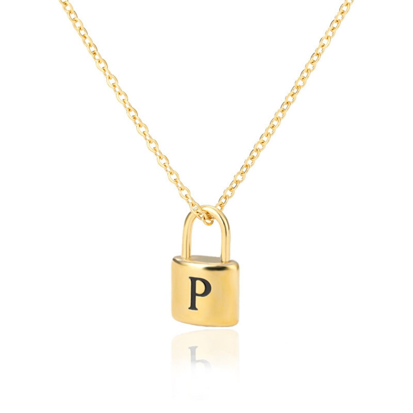 Initial Necklace "Gold Lock"