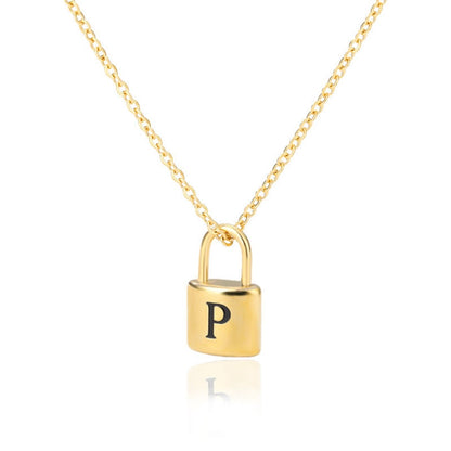 Initial Necklace "Gold Lock"