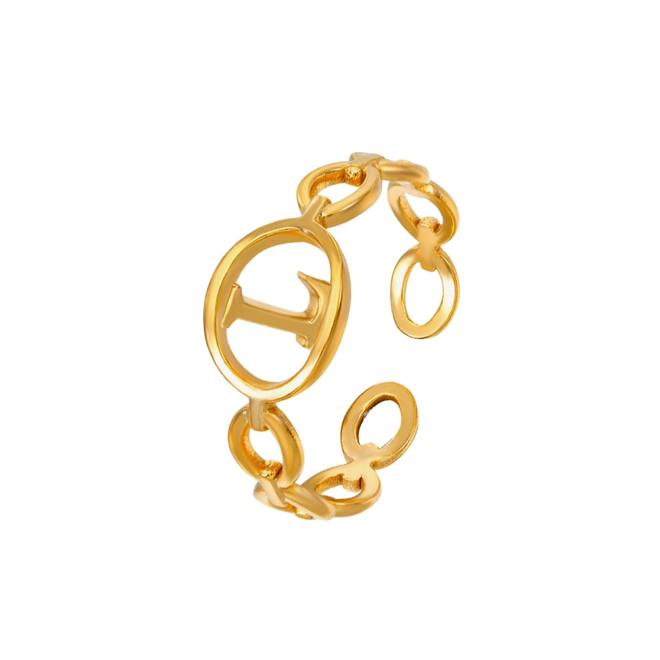 Adjustable Initial Ring "Linked Circle"