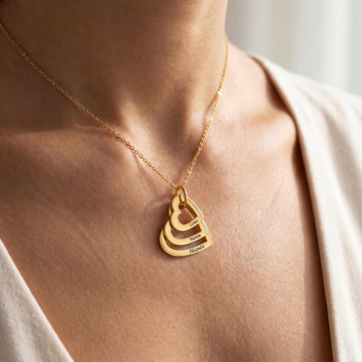 Name Necklace "Nested Hearts"