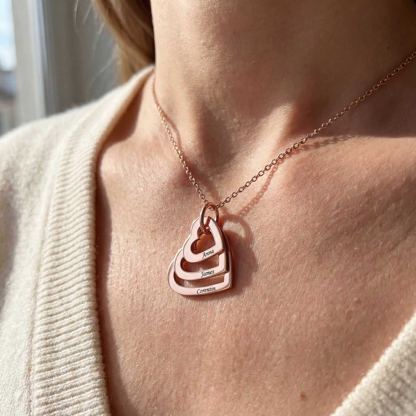 Name Necklace "Nested Hearts"