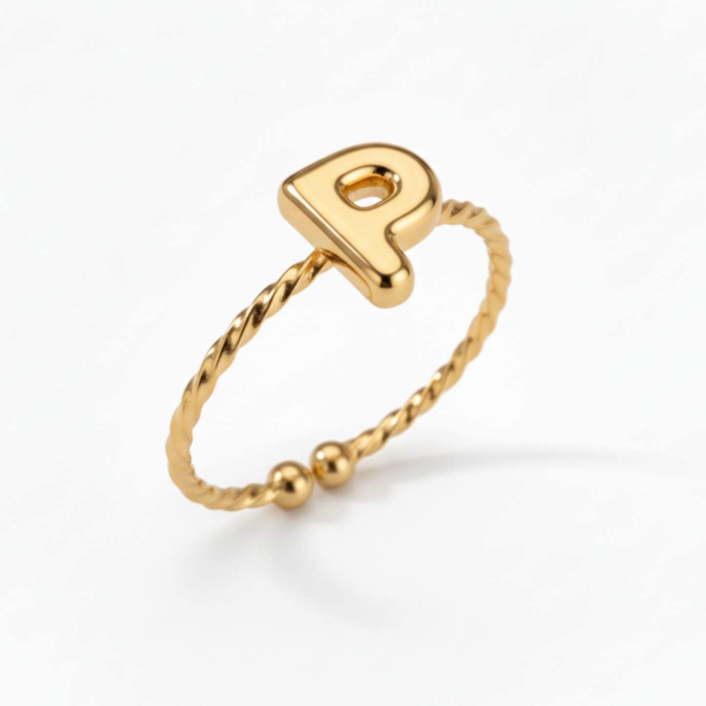 Adjustable Initial Ring "Minimalist"