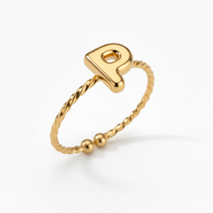 Adjustable Initial Ring "Minimalist"