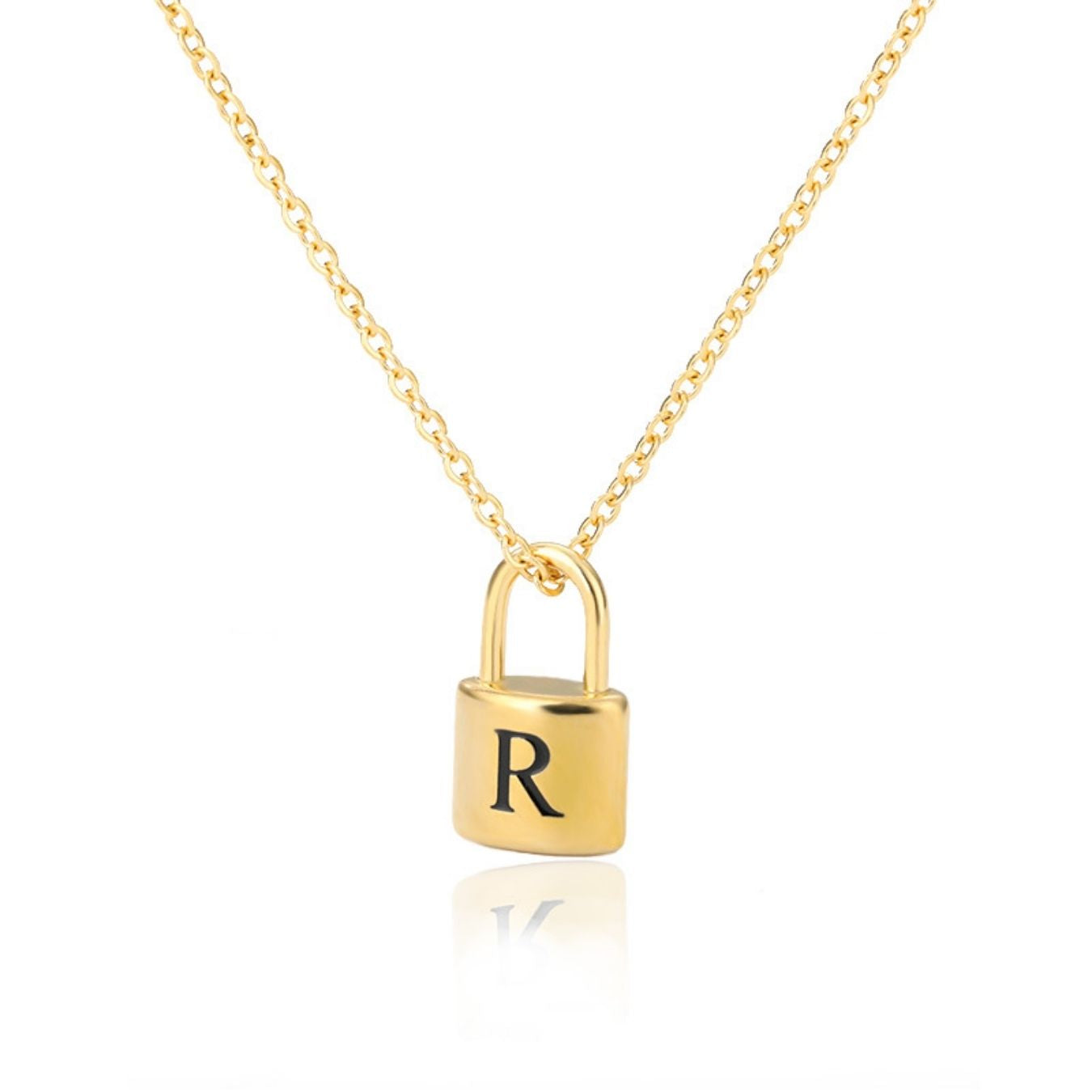 Initial Necklace "Gold Lock"
