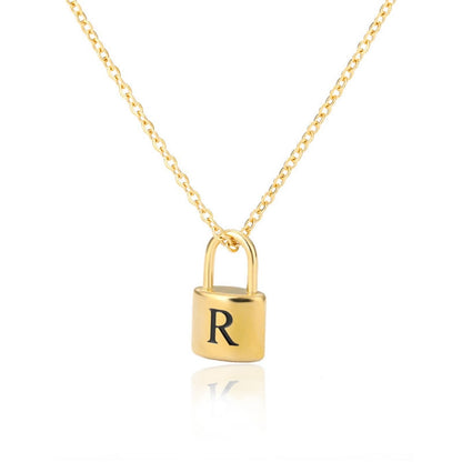 Initial Necklace "Gold Lock"