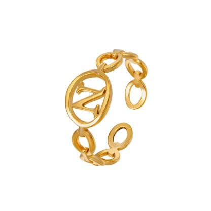 Adjustable Initial Ring "Linked Circle"