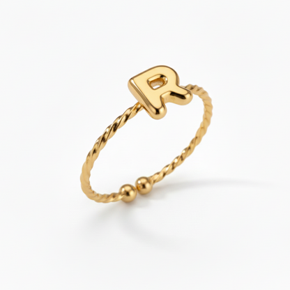 Adjustable Initial Ring "Minimalist"