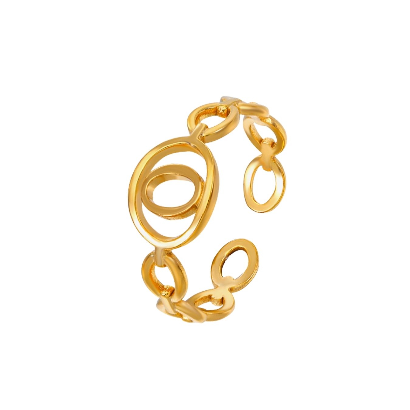 Adjustable Initial Ring "Linked Circle"
