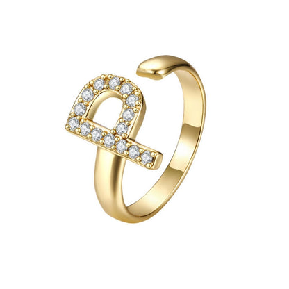 Adjustable Initial Ring "Twinkle"