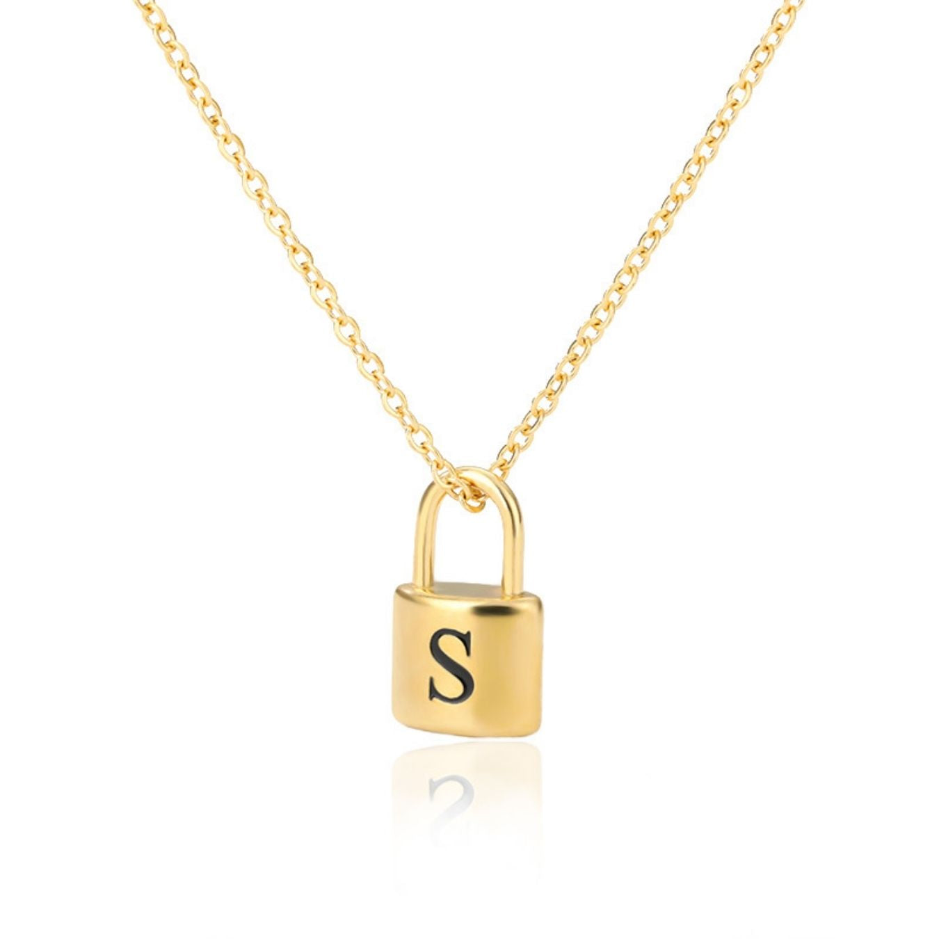 Initial Necklace "Gold Lock"