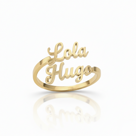 Adjustable Name Ring "Double Script"