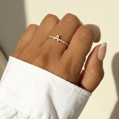 Adjustable Initial Ring "Sparkle"