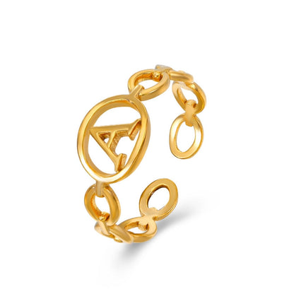 Adjustable Initial Ring "Linked Circle"