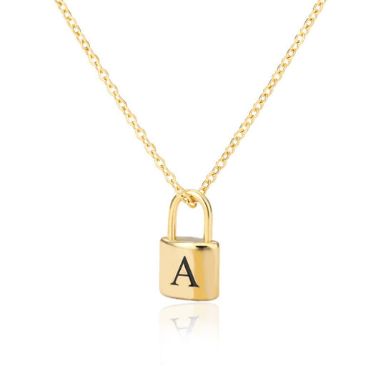 Initial Necklace "Gold Lock"