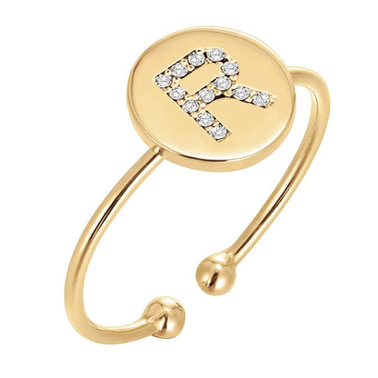Adjustable Initial Ring "Gold Shine"