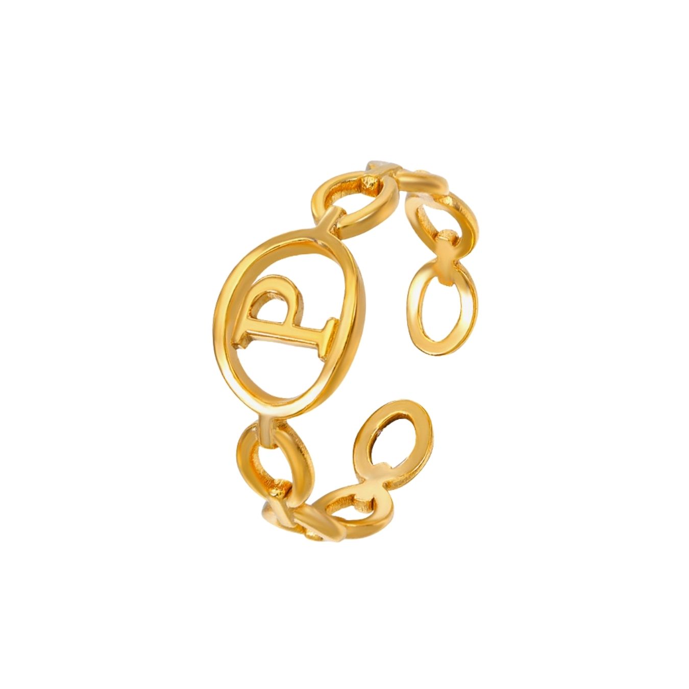 Adjustable Initial Ring "Linked Circle"