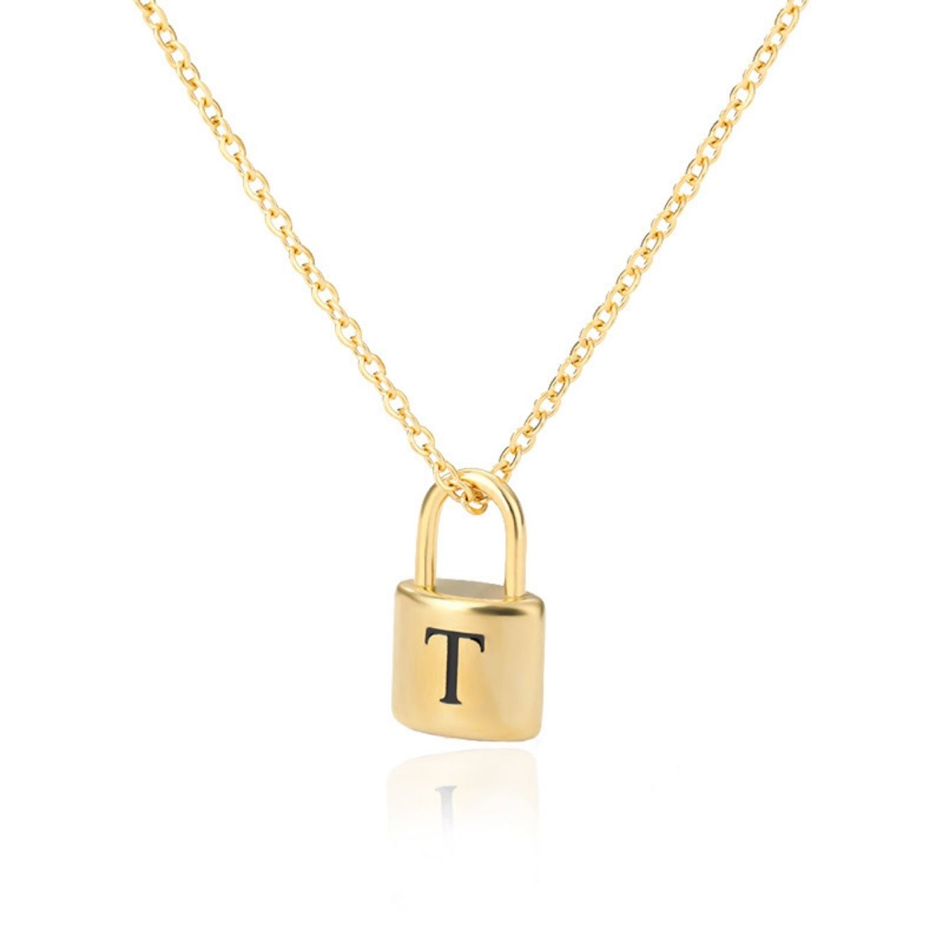 Initial Necklace "Gold Lock"