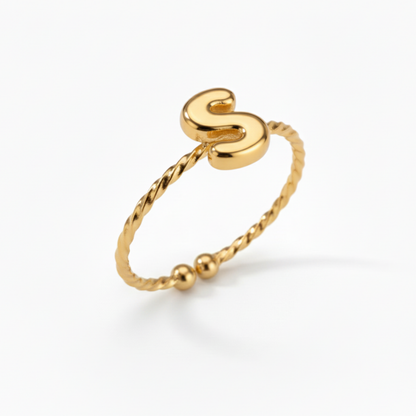 Adjustable Initial Ring "Minimalist"