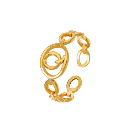 Adjustable Initial Ring "Linked Circle"