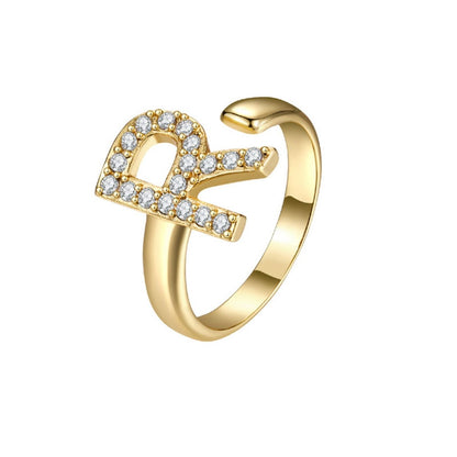 Adjustable Initial Ring "Twinkle"