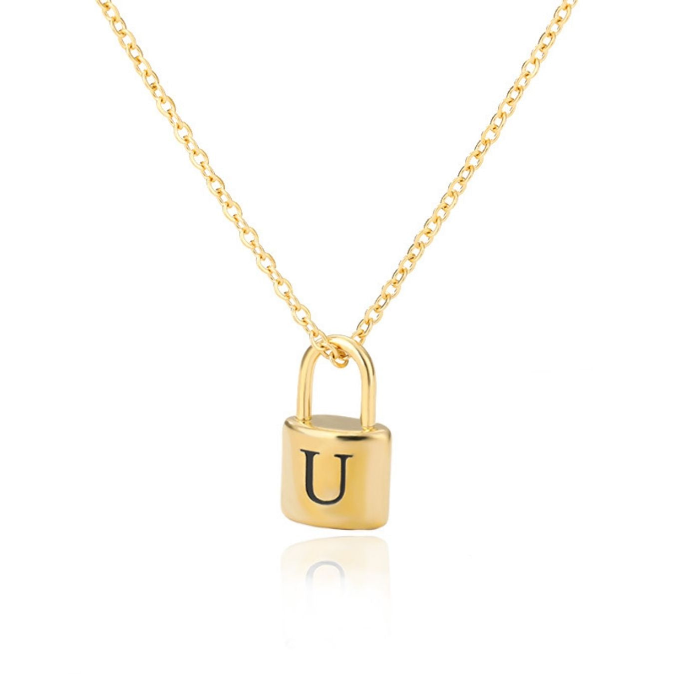 Initial Necklace "Gold Lock"