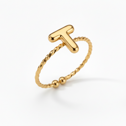Adjustable Initial Ring "Minimalist"