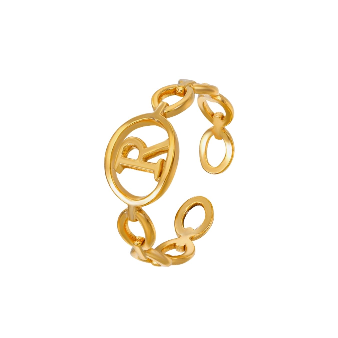 Adjustable Initial Ring "Linked Circle"