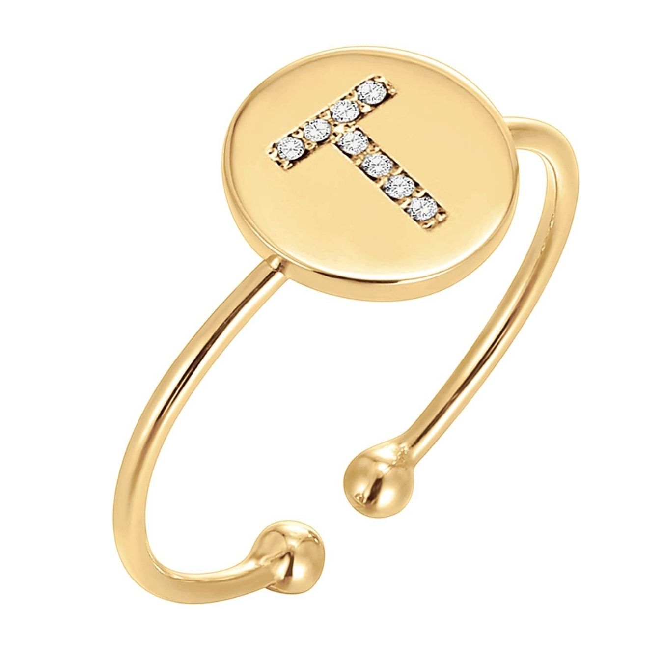 Adjustable Initial Ring "Gold Shine"