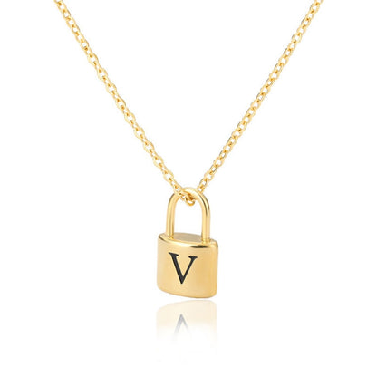 Initial Necklace "Gold Lock"