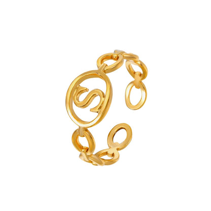 Adjustable Initial Ring "Linked Circle"