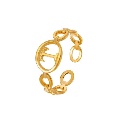 Adjustable Initial Ring "Linked Circle"